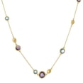 thumbnail image 1 of Silverly Women's Gold Plated 925 Sterling Silver Brushed Blue Purple Gemstone Necklace, 18 + 2", 1 of 4