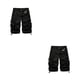 thumbnail image 3 of Guardurnaity Pantalones cortos para hombre, cintura expandible portátil, multibolsillos, transpirables, talla grande, pantalones cortos, bragas de Negro treinta 2Conjunto, 3 of 6