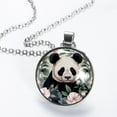thumbnail image 2 of Panda Glass Design Circular Pendant Necklace - Women's Fashion Jewelry, 2 of 5