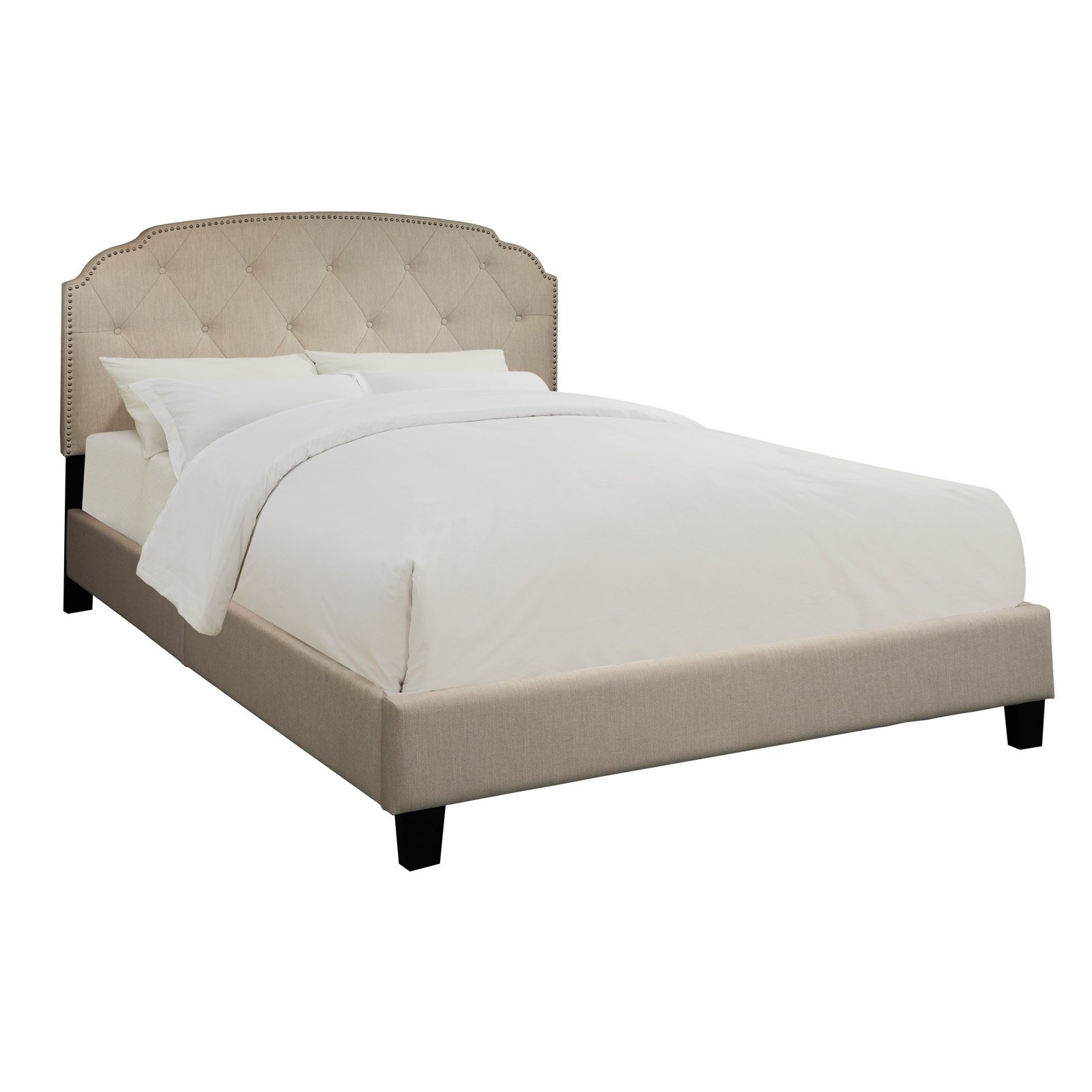 King All-In-One Shaped Corners Upholstered Bed in Dupree Linen