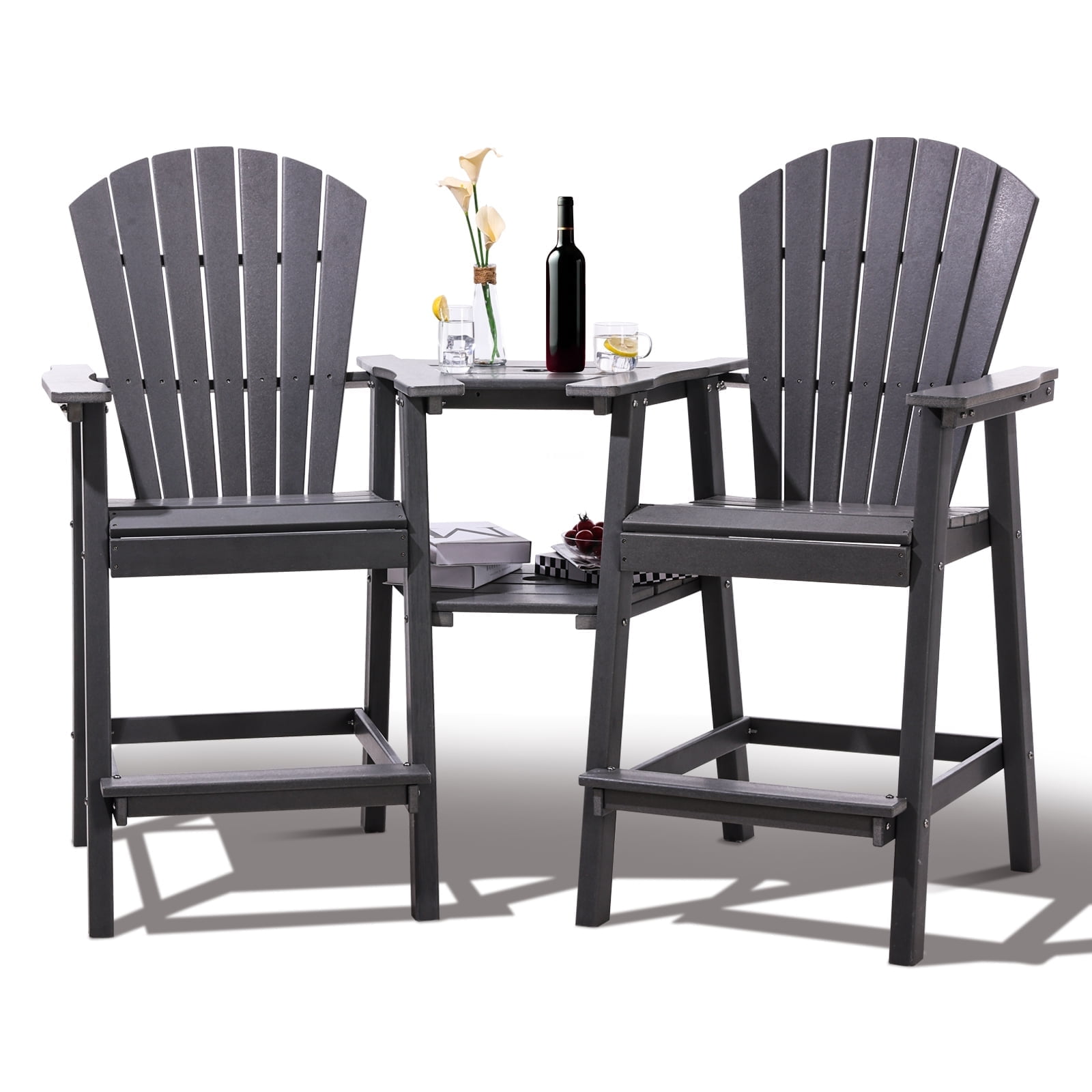 Foowin Tall Adirondack Chairs Set of 2, Gray photo 1