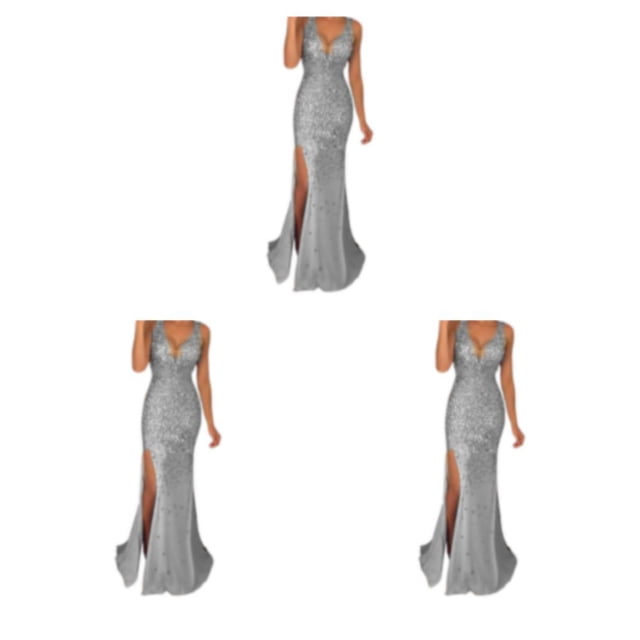 Vestido de noche Sonducket Traje de fiesta Ropa festiva Bola larga Hombro Plata S M L XL XXL 3XL