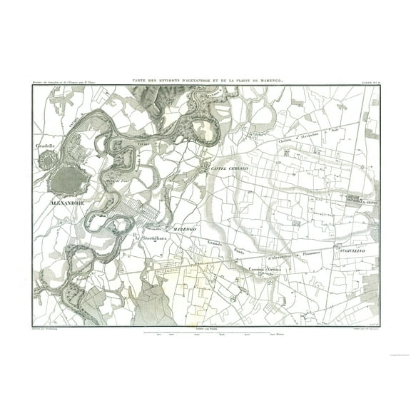 Historic Map - Alexandrie Marengo Province Italy - Thiers 1866 - Vintage Wall Art