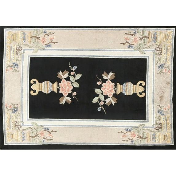 Ahgly Company Indoor Rectangle Traditional Black Oriental Area Rugs, 2' x 3'