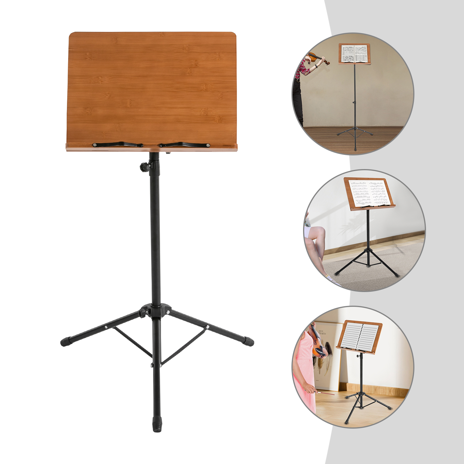70-190cm Adjustable Height Sheet Music Stand Professional Music Stand with Anti-slip Feet Fixing Bracket