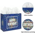 thumbnail image 4 of 13" Large Happy Birthday Gift Bag Blue with Greeting Card and Tissue Papers for Men Boys, 4 of 6