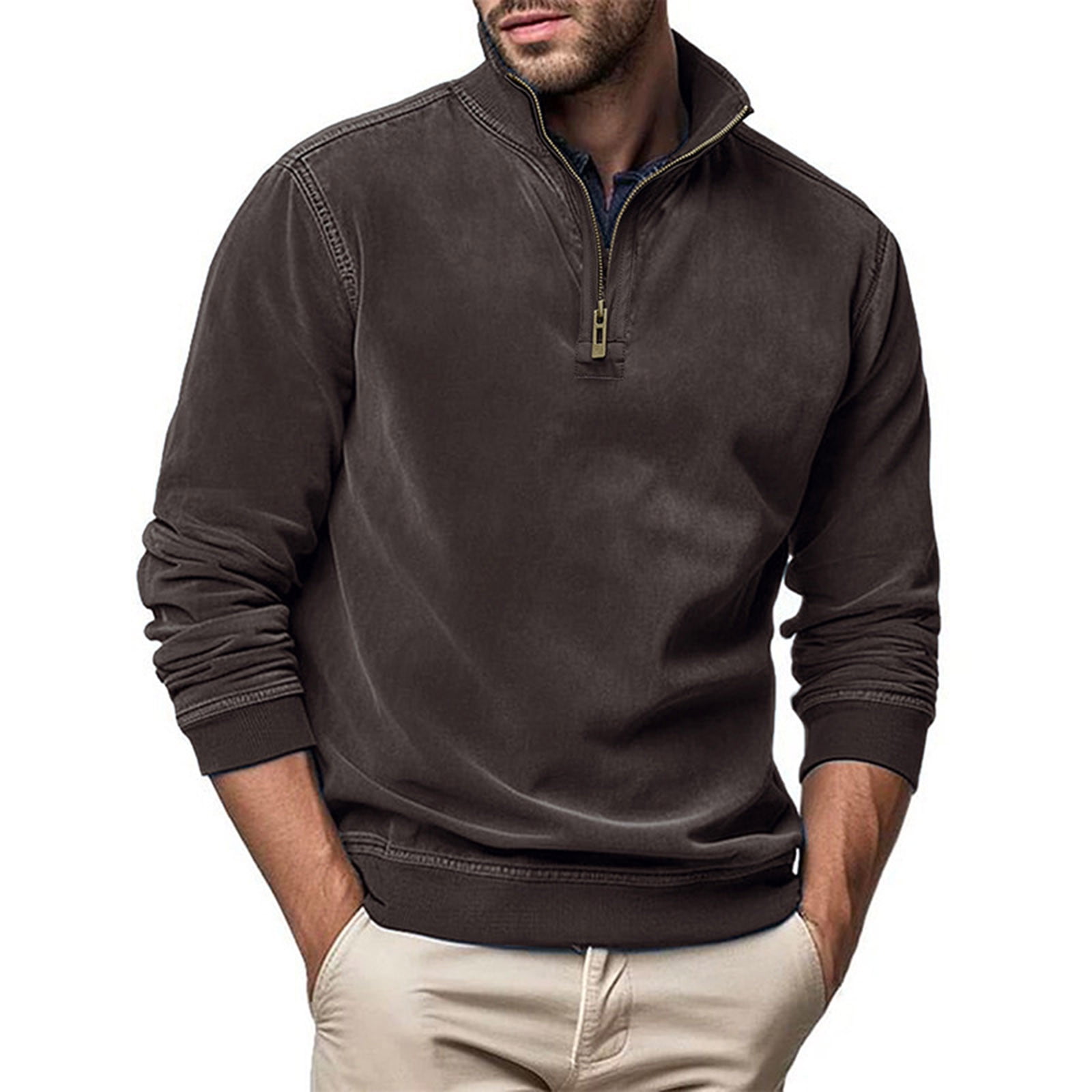 Penkiiy Men's 1/4 Zip Pullover Long Sleeve Shirt Casual Slim Penkiiy Men's 1/4 Zip Pullover Long Sleeve Shirt Casual Slim