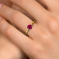 thumbnail image 4 of Gem Stone King 14K Yellow Gold Red Created Ruby Engagement Ring for Women | 1.55 Cttw | Round 7MM | Gemstone July Birthstone | Size 6, 4 of 6