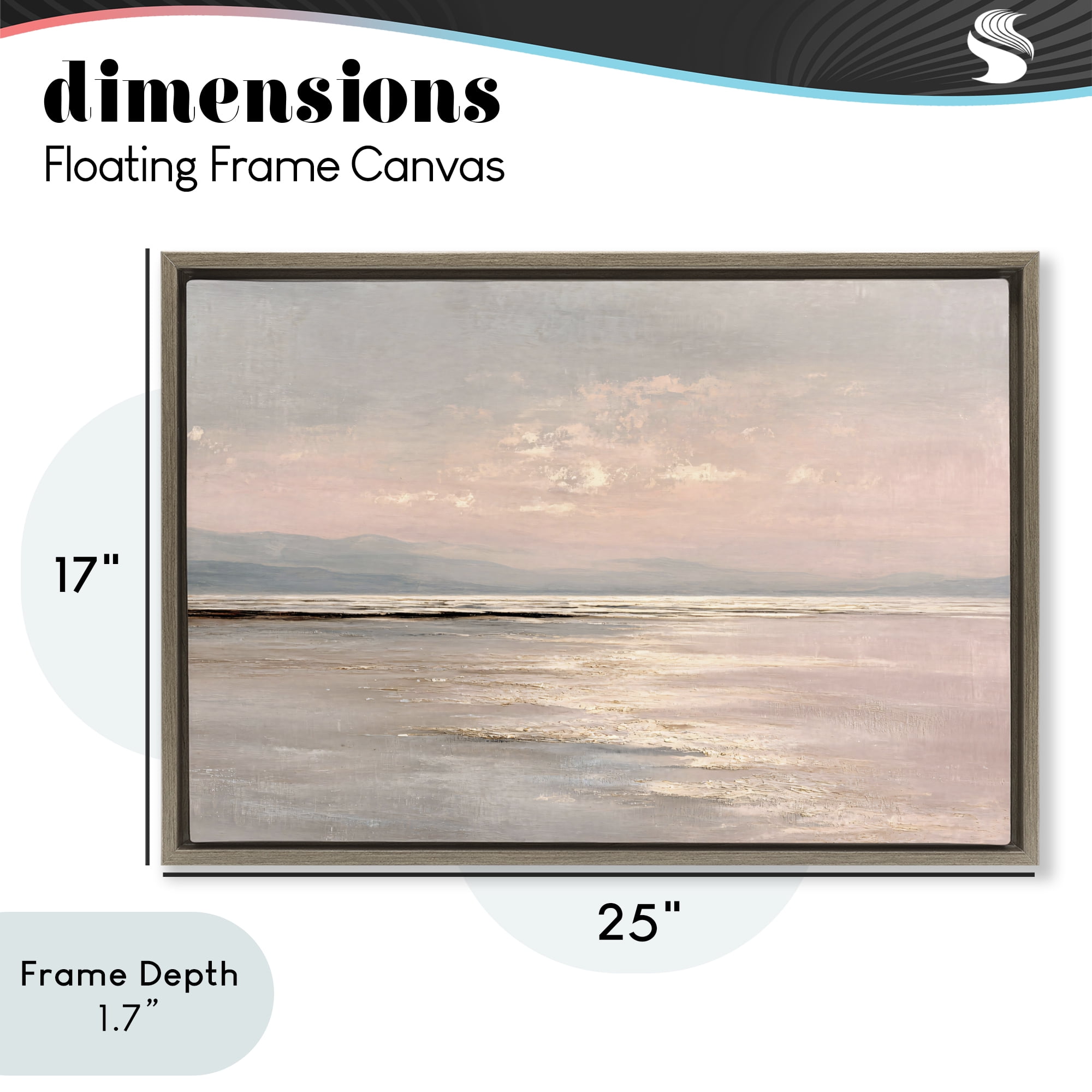 Stupell Industries Vast Blush Seascape Brown Framed Floater Canvas Wall Art, design by Jacky Ngan