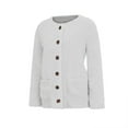thumbnail image 5 of UTTOASFAY Women Casual Plus Size Plush Sweater Pockets Outerwear Buttons Cardigan Coat White 10(XL), 5 of 9