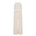 thumbnail image 3 of Doomiva 2 Piece Summer Outfit Toddler Girls Solid Sleeveless Ruffle Cami Tops with Elastic Waist Wide Leg Pants Set White 100, 3 of 6