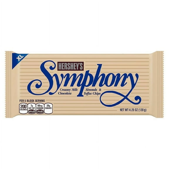 Hershey's Symphony Extra Large Milk Chocolate Bar with Almonds and Toffee4.25oz Pack of 2