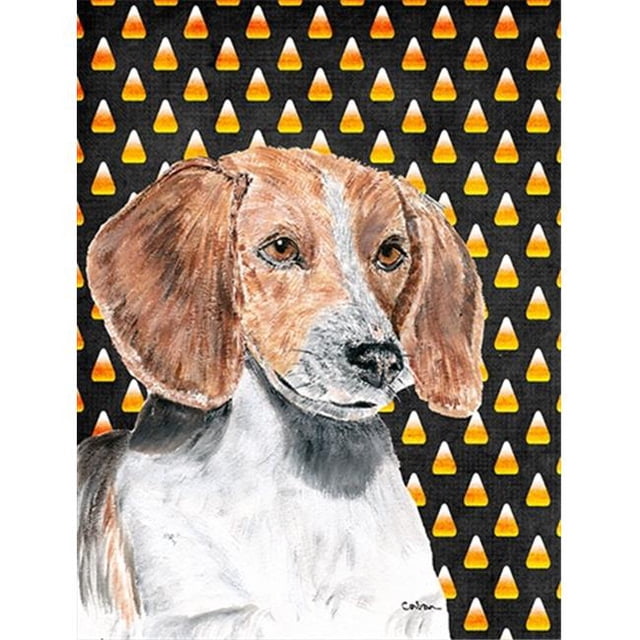English Foxhound Halloween Candy Corn Flag Garden Size