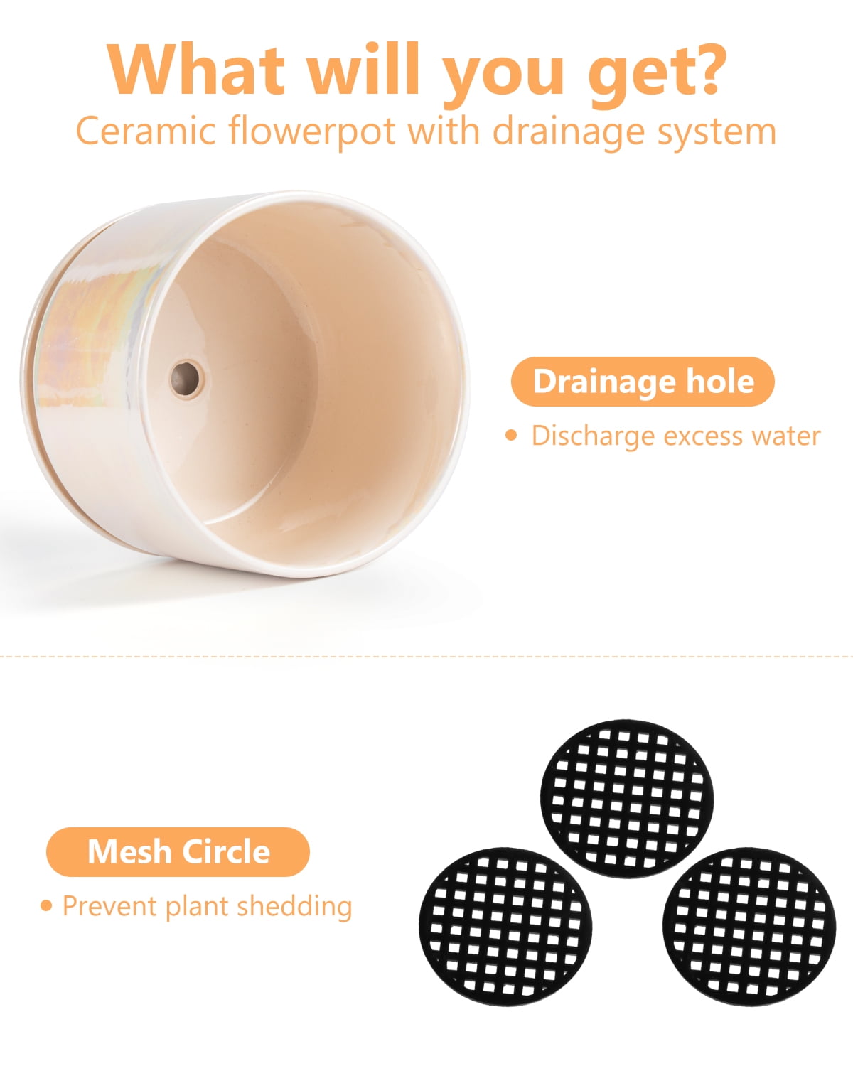 BUYMAX Plant Pots, 4+5+6 Inch Pots for Indoor Plants,Ceramic Planter Pot with Drainage Hole,Flower Pots for Succulent Cactus,Set of 3 - Rainbow Pearl Glaze