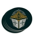 thumbnail image 1 of Knight Warrior Helmet Medieval Roses Templar Novelty Coaster Set, 1 of 3