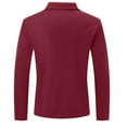 thumbnail image 5 of COSFO Mens Polo Shirt Long Sleeve Casual Red Quarter Zip Top Pullover Collared with Pocket Slim Fit Classic T-Shirt, 5 of 7