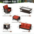 thumbnail image 6 of MF Studio 7-Seat Wicker Outdoor Patio Furniture Set with Ottomans, Metal Sectional Patio Conversation Set, Red, 6 of 11