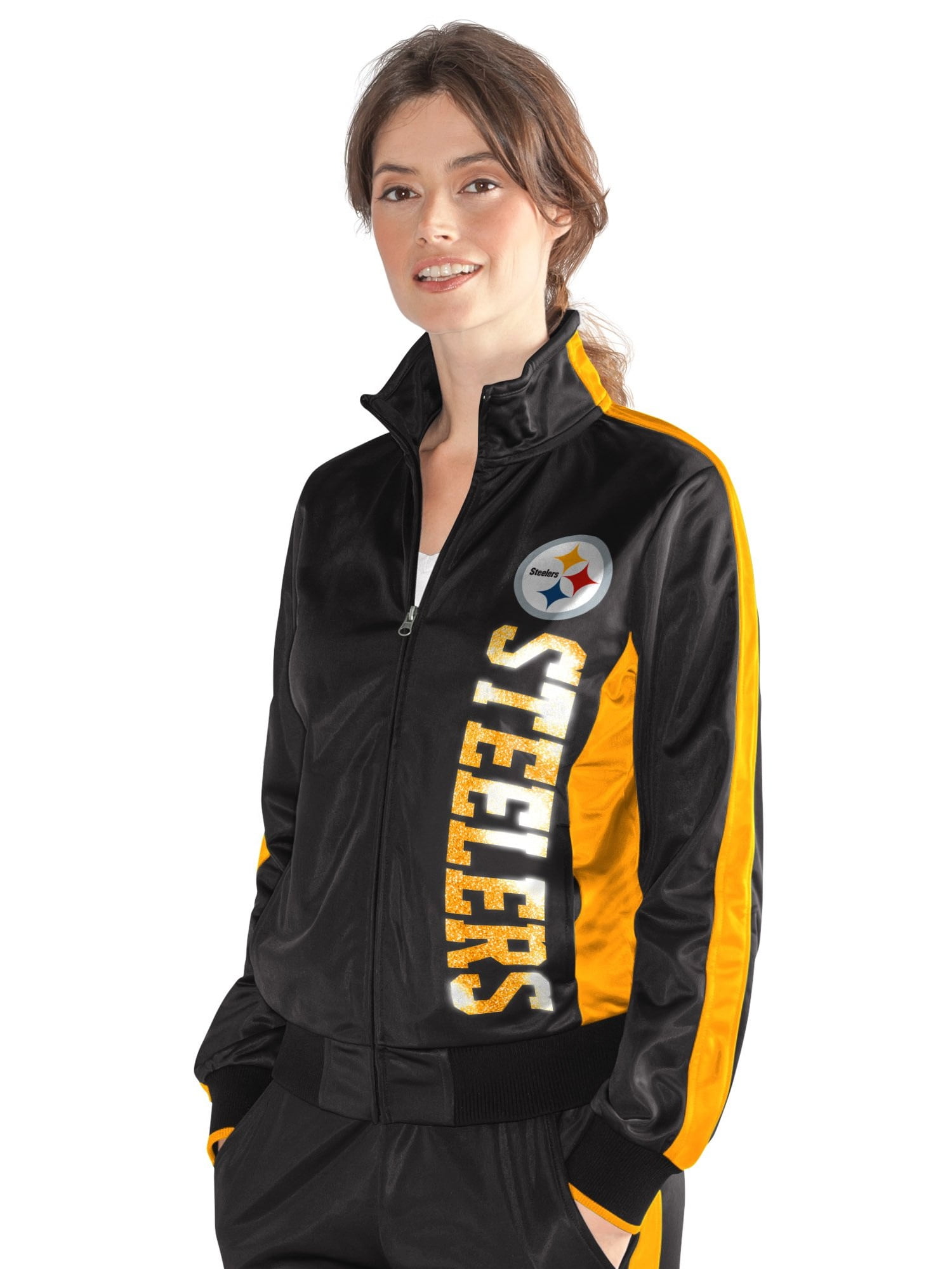 Pittsburgh Steelers Women's Black Gold MVP Full-Zip Track Jacket by G-III 4Her by Carl Banks