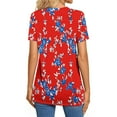 thumbnail image 5 of JTZGDY Henley Tops for Women Dressy Casual Summer Boho Floral Pattern Printed Short Sleeve Button V Neck Graphic T-Shirts Loose Oversized Tunic Blouse Red#02 XL, 5 of 7