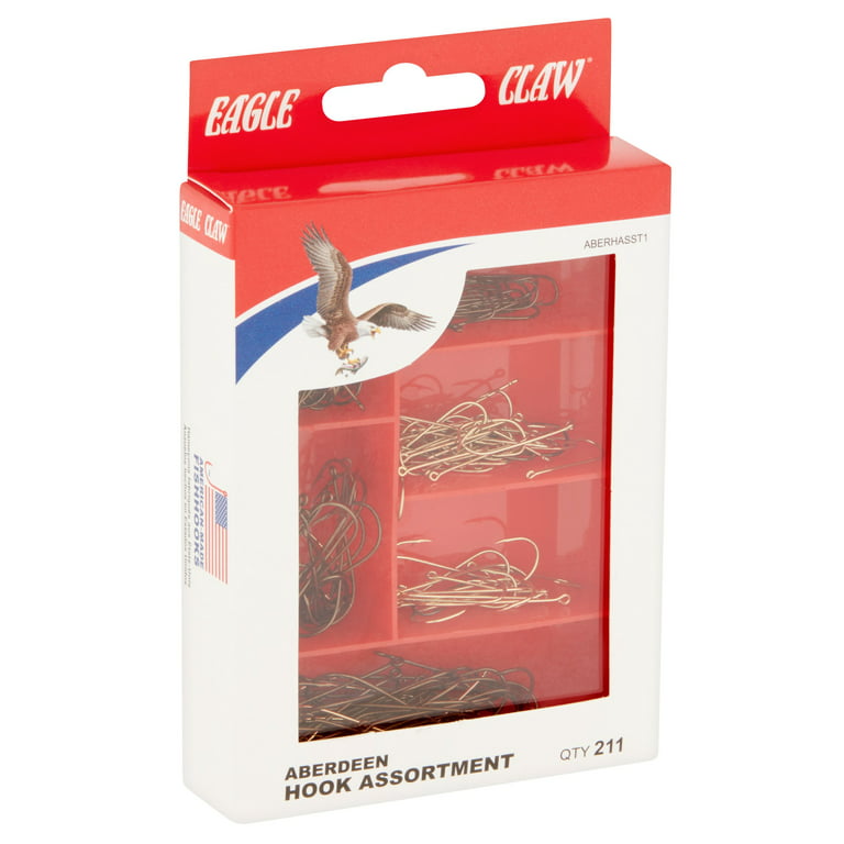 Eagle Claw Aberdeen Fishing Hook Assortment, 211 Piece, Assorted Sizes.