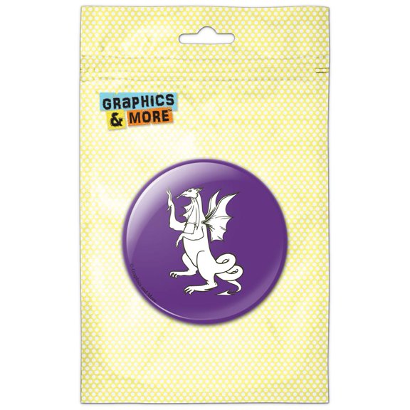 Dragon Medieval Mythological Creature on Purple Pinback Button Pin Badge