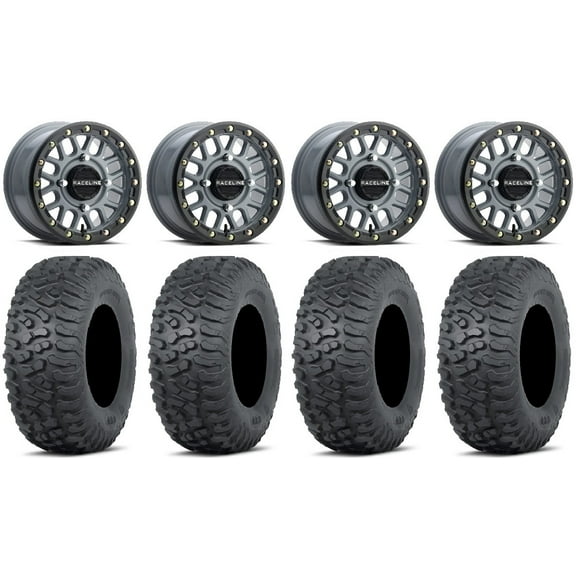 Raceline Podium Bdlk 14" Wheels Gy 28" Terra Hook Tires Polaris RZR XP 1000 / PRO XP / Ranger XP 900/1000