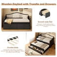 thumbnail image 5 of MODERNLUXE Twin Size Daybed with Trundle,Wooden Upholstered Sofa Bed with 2 Storage Drawers for Living Room, Bedroom,Black, 5 of 10