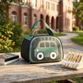 thumbnail image 2 of Lunch Bag for Women,Cute Car Printed Insulated Lunch Tote with Zipper & Handle | PU Leather Waterproof Lunch Box for Office Outdoor Picnic Camping and Study,Black, 2 of 7