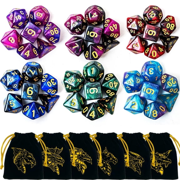 DND Dice Set 42 Pcs Polyhedral Dungeons and Dragons Rolling Dice for D&D RPG MTG Table Games Dice Bulk with Drawstring Bags