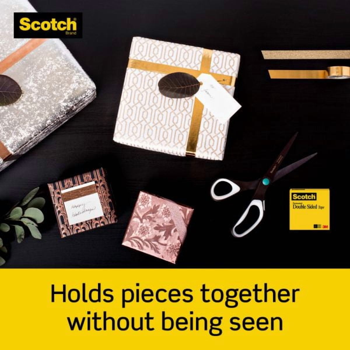 Scotch-1PK Double-Sided Tape, 3" Core, 0.5" x 36 yds, Clear, 2/Pack