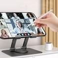 thumbnail image 4 of Kraoden All Metal Tablet Stand, 360 Degree Rotating, Foldable Desktop Bracket, Height Adjustable, Heat Dissipation, Perfect for Work, Gaming, Video Chat, Meetings, 4 of 6