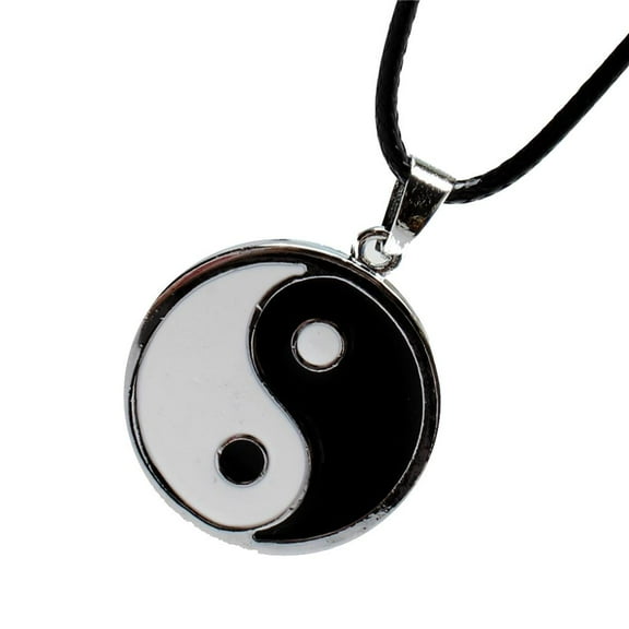 Segolike PU Leather Mens Pendant Necklace Small Yin Yang Taichi Necklace