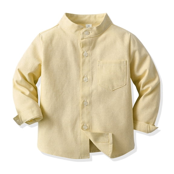 Boys Button Down Shirts Boys Formal Outfit Yellow Dress Shirt Girls School Uniform Shirts 11-12 Years