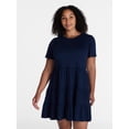 thumbnail image 2 of Time and Tru Women's and Women’s Plus Cotton Swing Dress with Short Sleeves, Sizes XS-4X, 2 of 7