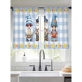 thumbnail image 2 of Summer Nautical Sheer Curtains 2 Panels Set Cute Gnomes Crab Cartoon Rudder Starfish Blue Plaid Sheer Window Curtains Light Filtering Rod Pocket Voile Drapes for Bedroom Living Room 52"x45", 2 of 8