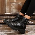 thumbnail image 4 of XIMIN Women Chunky Bottom Ankle Boots Side Zipper Strap Goth Boots Waterproof Low Heel Rubber Sole Non-Slip Casual Walking Shoes Lace Up Steampunk Riding Boots, 4 of 4
