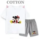 thumbnail image 3 of Conjunto de pantalones cortos de manga corta de verano para niños, camiseta de dibujos animados de Disney Mickey y pantalones, conjunto de 2 piezas, ropa linda para niñas y niños pequeños, 3 of 5