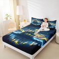 thumbnail image 4 of Homewish Fantasy Art Halloween Castle Bed Sheets,Lake Mountain Print Full Size Sheets,4pcs,1 Flat Sheet,1 Fitted Sheet and 2 Pillowcases, 4 of 6