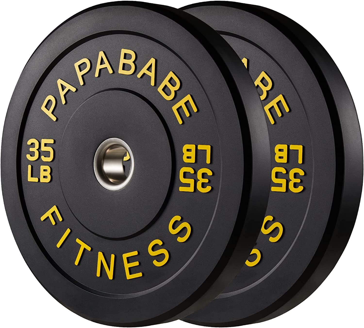 PAPABABE Bumper Plate Set with Color Coded 2 inch (35 lb Set)