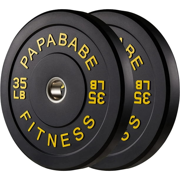 PAPABABE Bumper Plate Set with Color Coded 2 inch (35 lb Set)