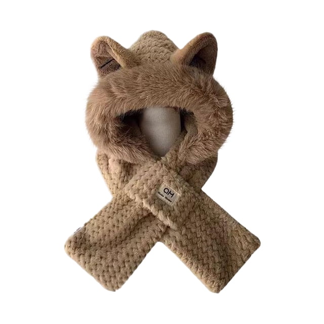 Guardurnaity Gorros de lana para mujer, gorro con orejas adorables y bufanda, conjunto 2 en 1. Sombreros A