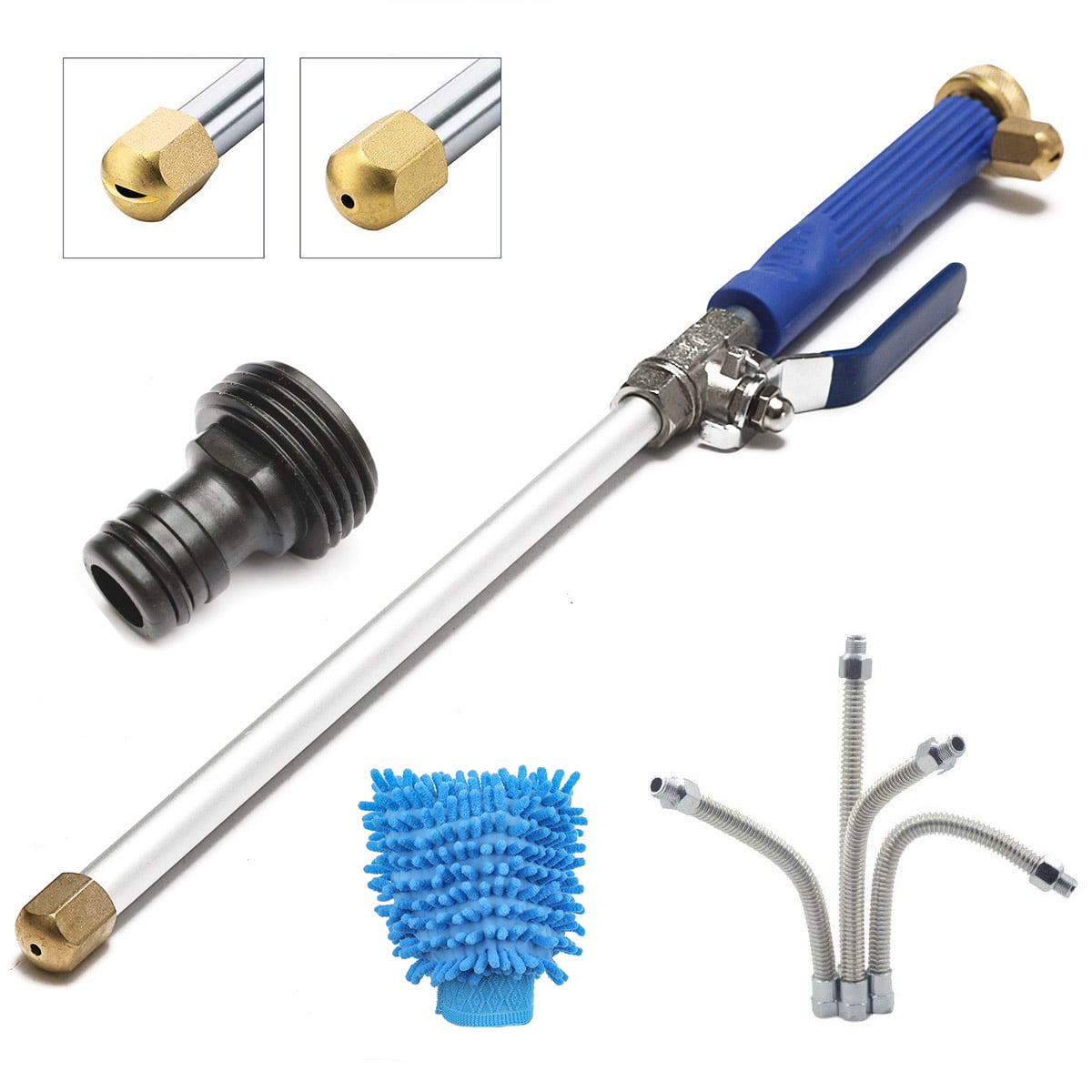 Hydro Jet Water Hose Nozzle,Watering Sprayer Cleaning Tool High Pressure Power Washer wand Wand Lance for Gutter Patio Car Pet Window Glass Black 