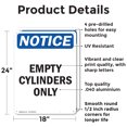 thumbnail image 2 of (2 Pack) Empty Cylinders Only OSHA Notice Sign 18 Inch X 24 Inch Indoor / Outdoor Rust-Free Aluminum Metal Signs for Workplace, Workshop, and Construction Site, Made in the USA, 2 of 8