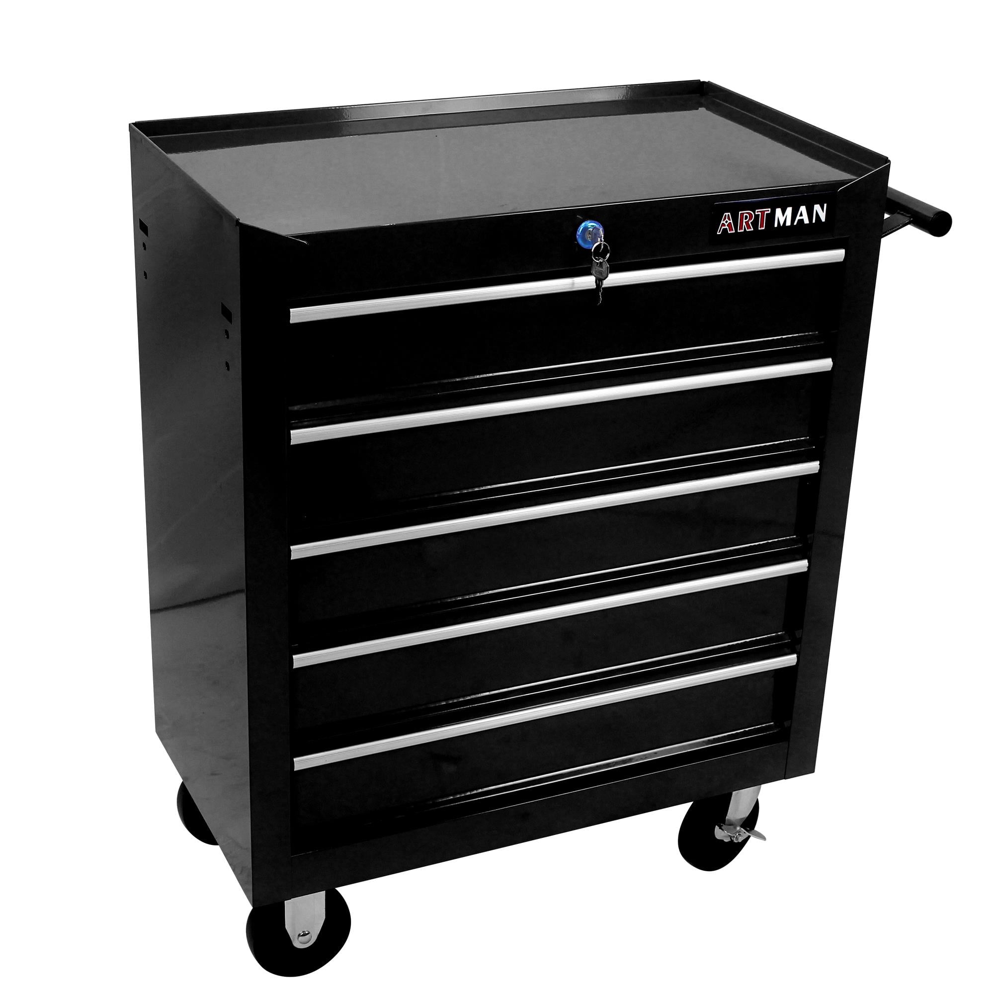 IVV 5-Drawers Rolling Tool Chest with Wheels, Tool Cart for Garage Workshop, Tool Storage Cabinet with Locking System for Warehouse,Repair Shop, 24.2"L x 12.99"W x 29.9"H, Black