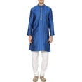 thumbnail image 1 of Royal Mens Jacqaurd Silk Embroidered Kurta Pyjama Set Blue, 1 of 1