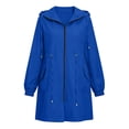 thumbnail image 6 of Karight Womens Waterproof Hooded Raincoat Long Sleeve Zip Up Drawstring Waist Adjustable Cuffs Mid Length Windproof Trench Jacket with Pockets, 6 of 7