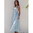 thumbnail image 4 of Blue Polka Dot Halter Neck Maxi Dress, Sleeveless A-Line Flowy Summer Dress For Beach Party, 4 of 6