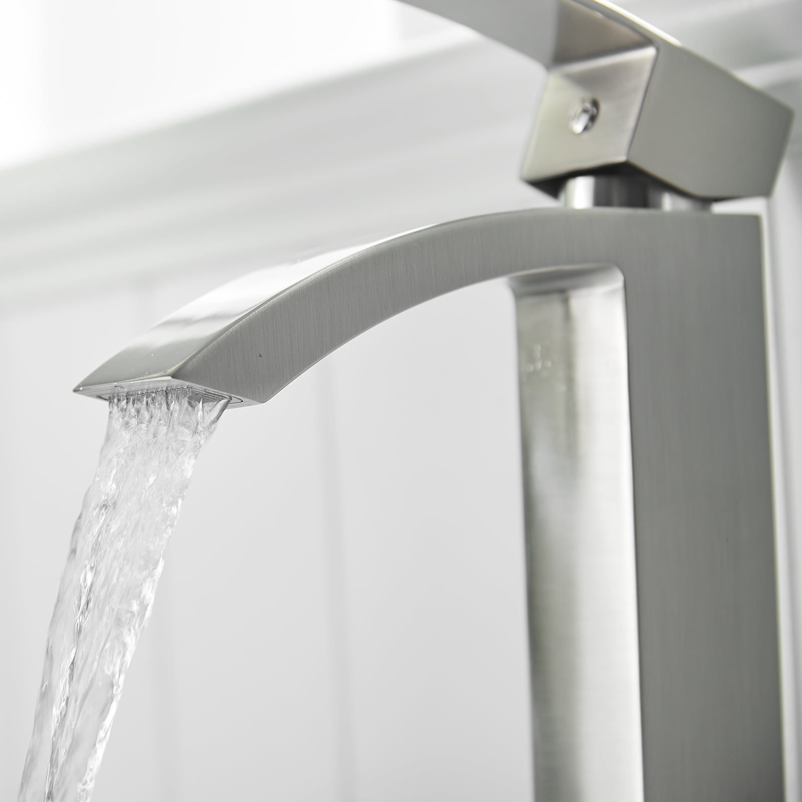 ANGELES HOME Waterfall Bathroom Sink Faucet Vessel Sink Faucet, Single Handle Bathroom Faucet 1 Hole Bowl Lavatory Vanity Faucet, Brushed Nickel