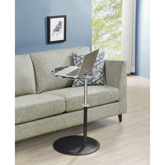 Orbit 15.5" End Table with Adjustable Height & Marble Top