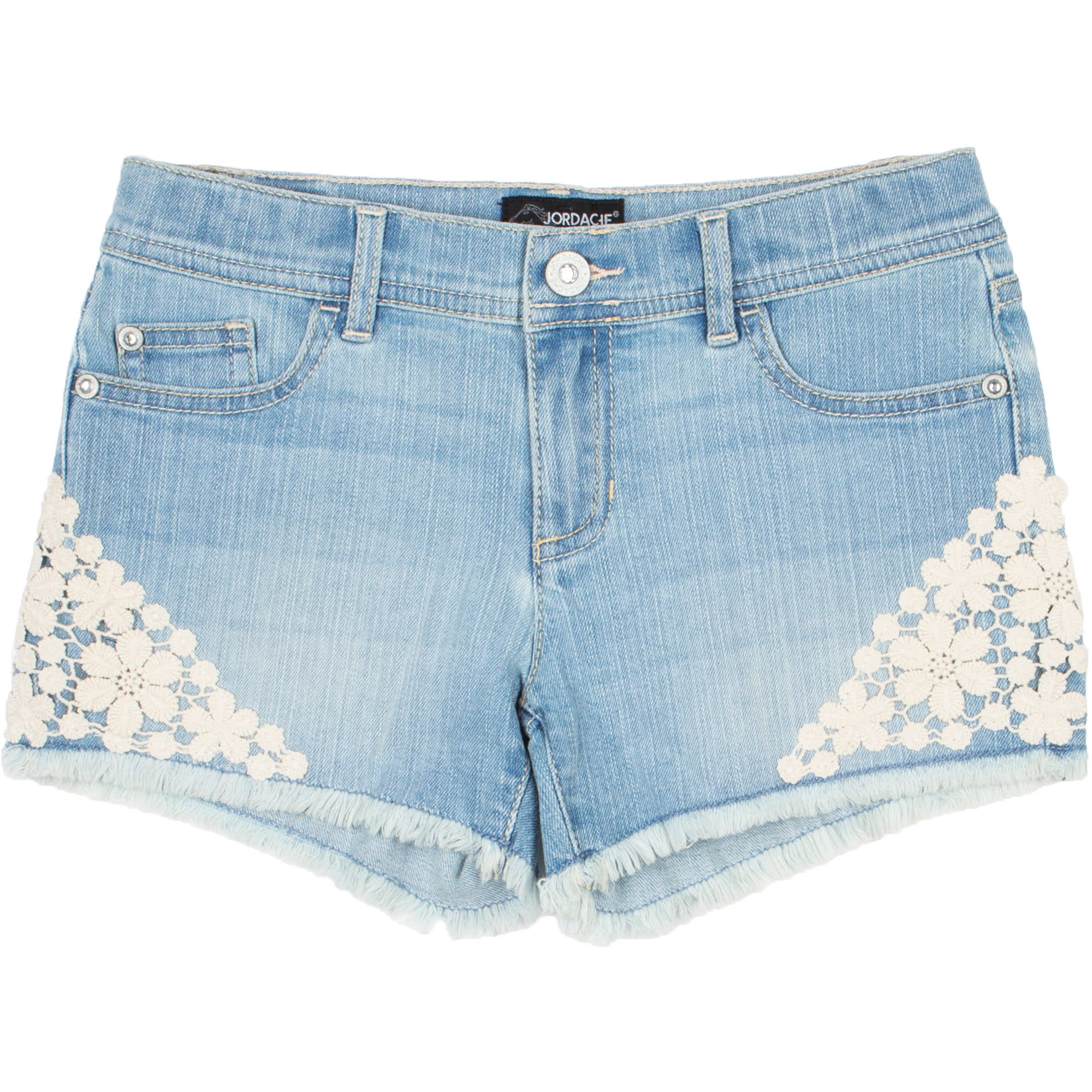 Jordache - Girls' Denim Fringe Cuff Denim Shorts - Walmart.com ...